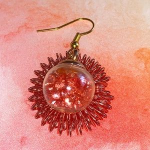 Middle Pink Jewel Ornament Earrings